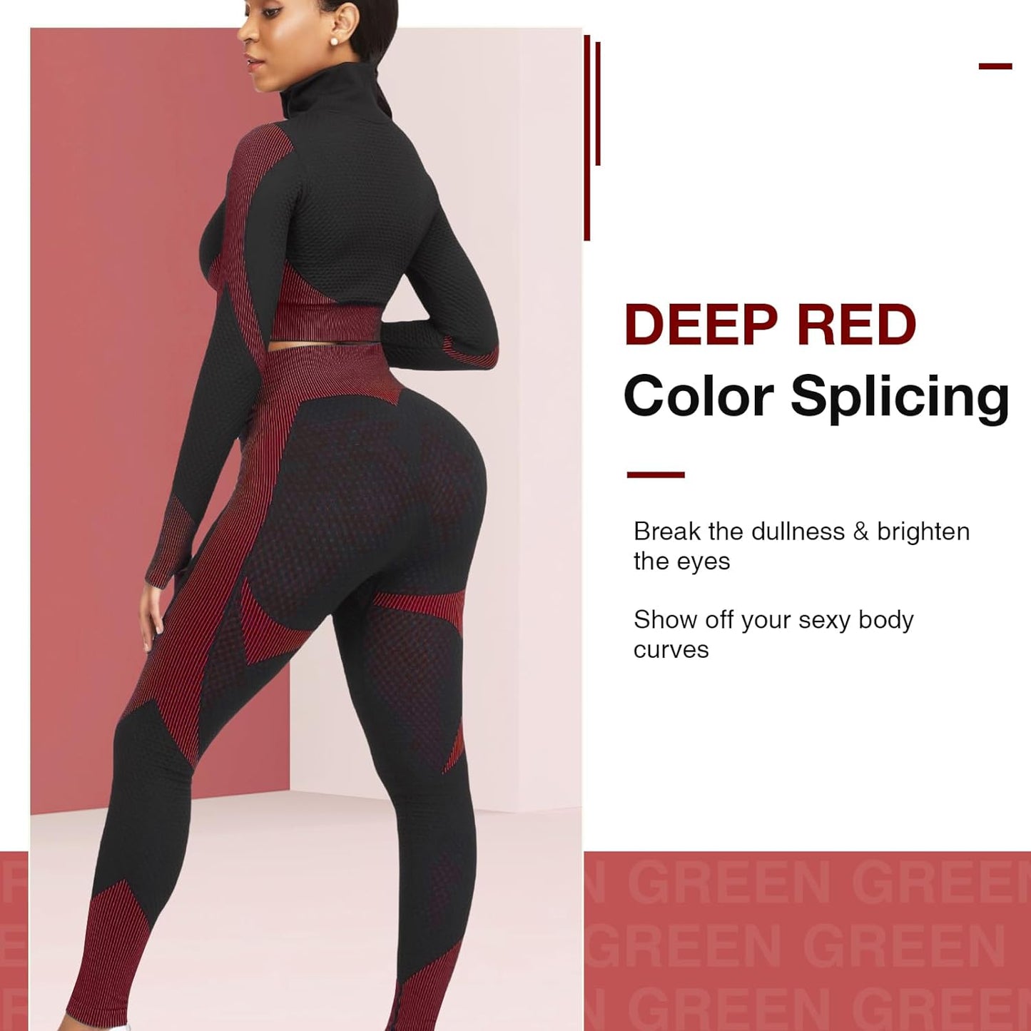 JOYMODE Workout Sets for Women Active wear Gym Outfits Set Crop Top High Waist Tummy Control Leggings Set