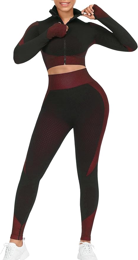 JOYMODE Workout Sets for Women Active wear Gym Outfits Set Crop Top High Waist Tummy Control Leggings Set