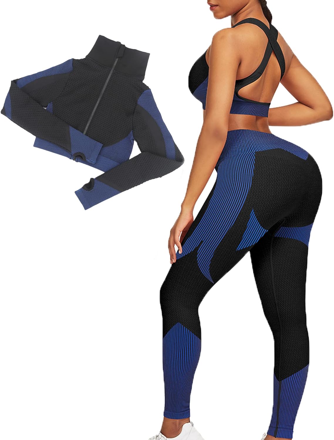 JOYMODE Workout Sets for Women Active wear Gym Outfits Set Crop Top High Waist Tummy Control Leggings Set