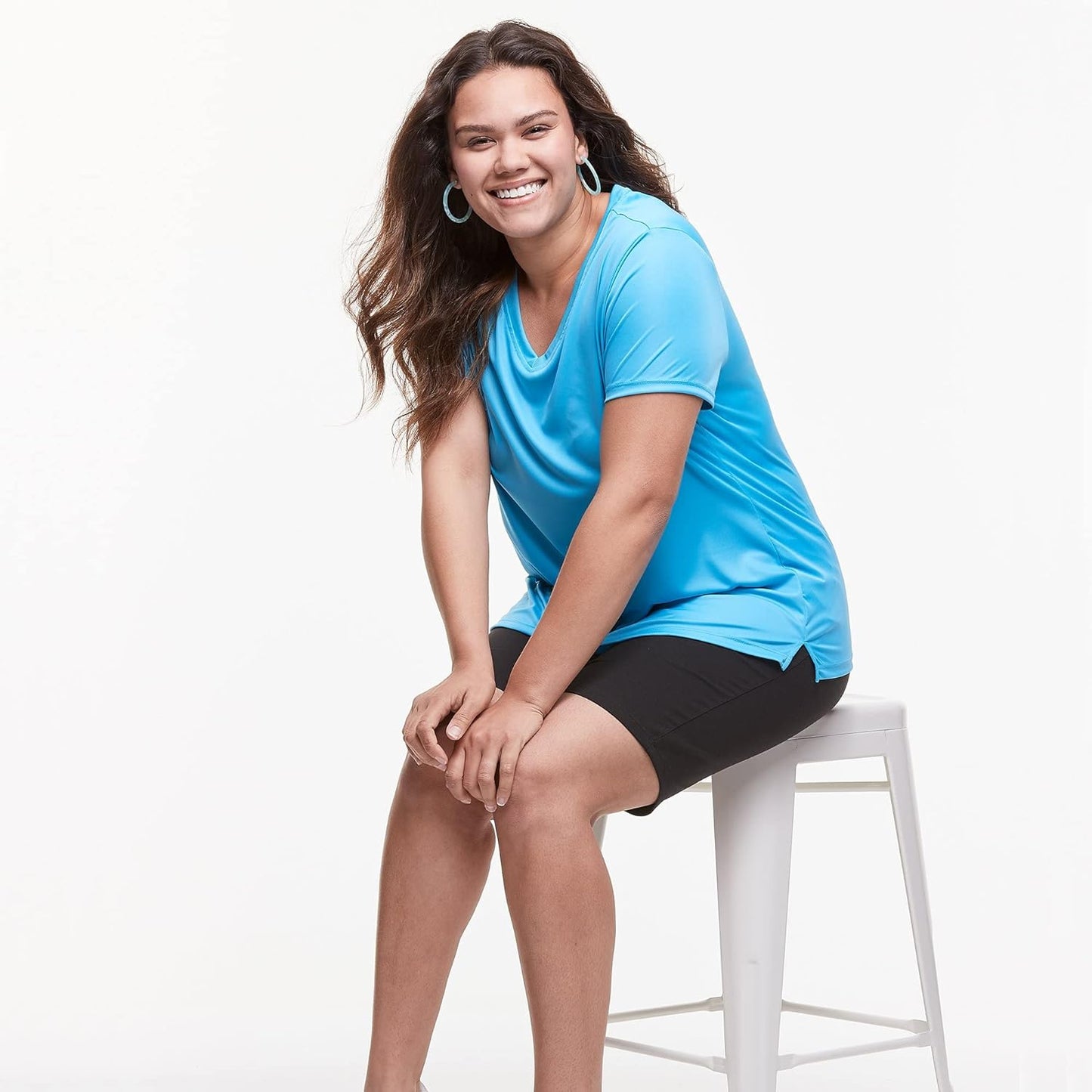 Just My Size Plus Size Women's Stretch Jersey Bike Shorts, Pull-On Bike Shorts, 9"