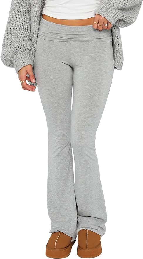 KMBANGI Women Skinny Pants Low Rise Bootcut Stretchy Yoga Flare Pants Long Y2k Joggers Sweatpants Lounge Streetwear