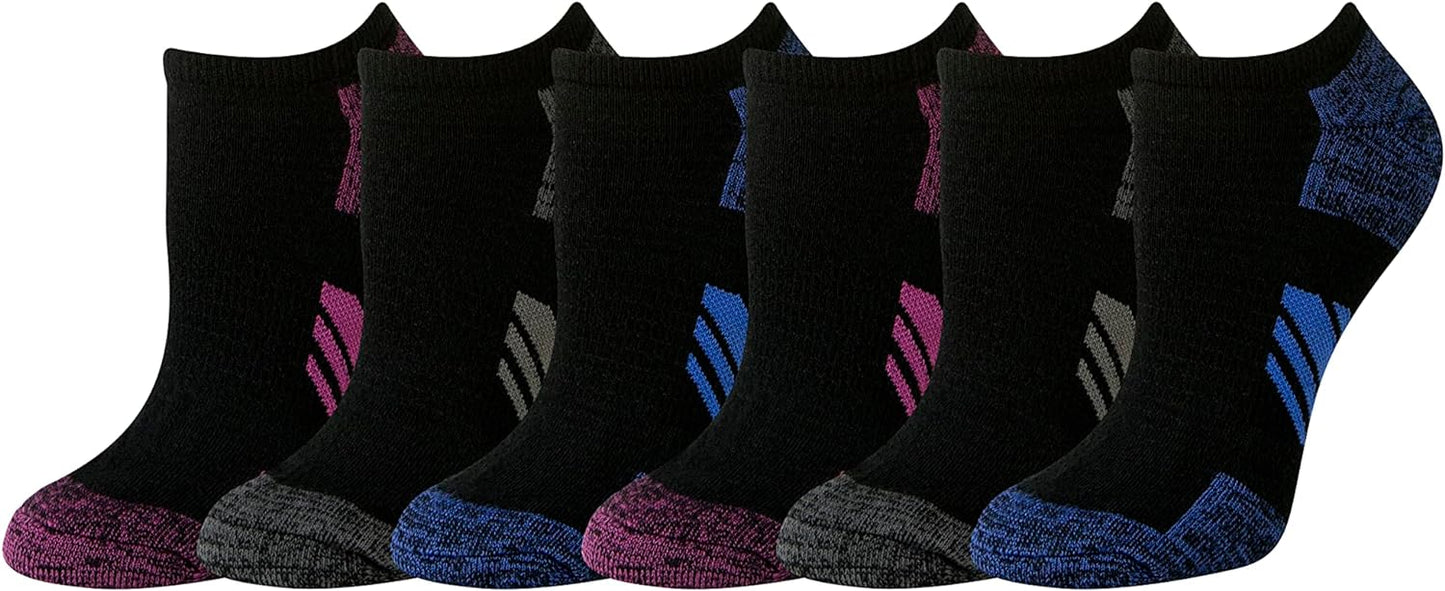 Essentials Women's Performance Cotton Cushioned Athletic No-Show Socks, 6 Pairs