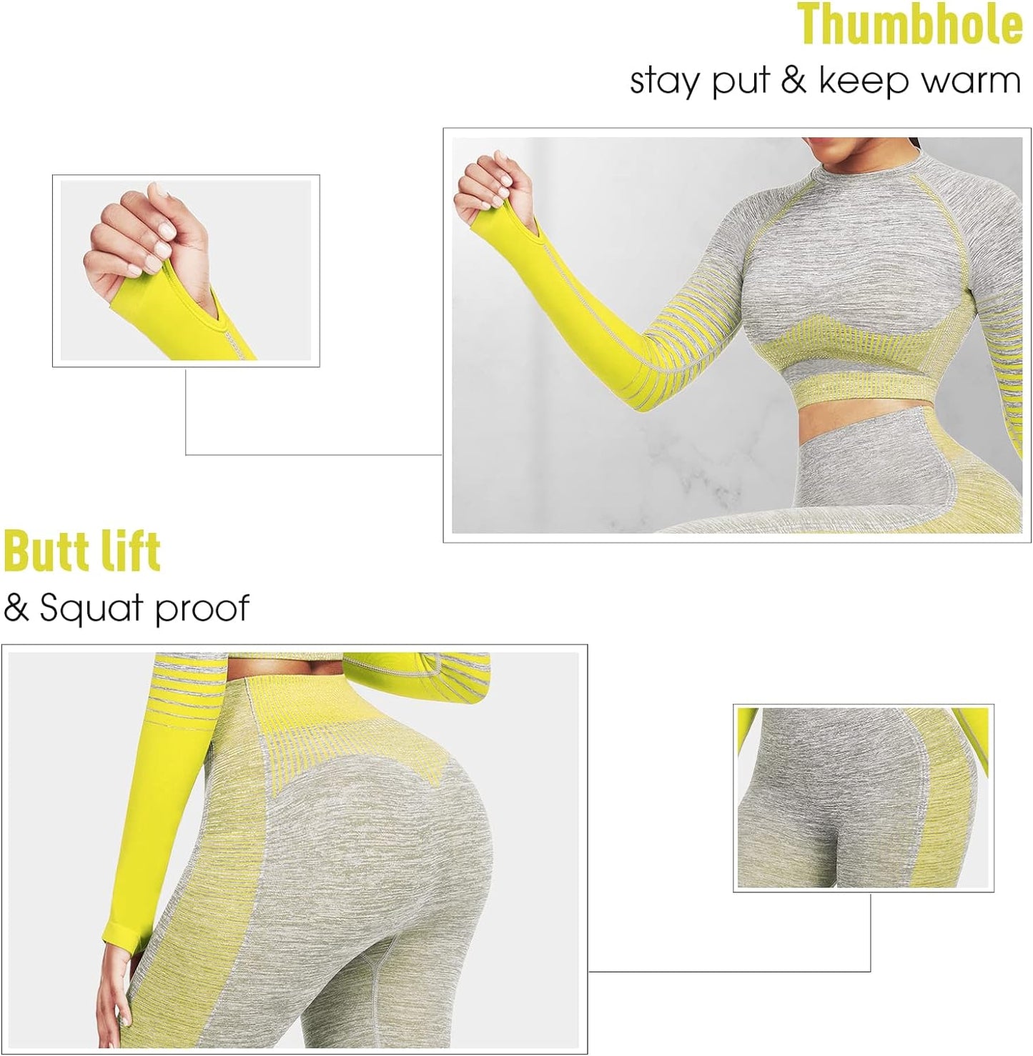 JOYMODE Workout Sets for Women 2 Piece High Waist Seamless Leggings and Crop Top Yoga Outfit