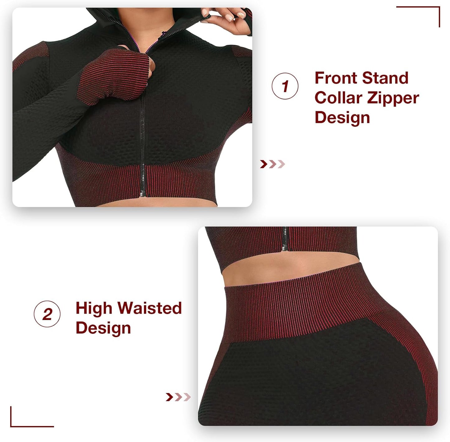 JOYMODE Workout Sets for Women Active wear Gym Outfits Set Crop Top High Waist Tummy Control Leggings Set