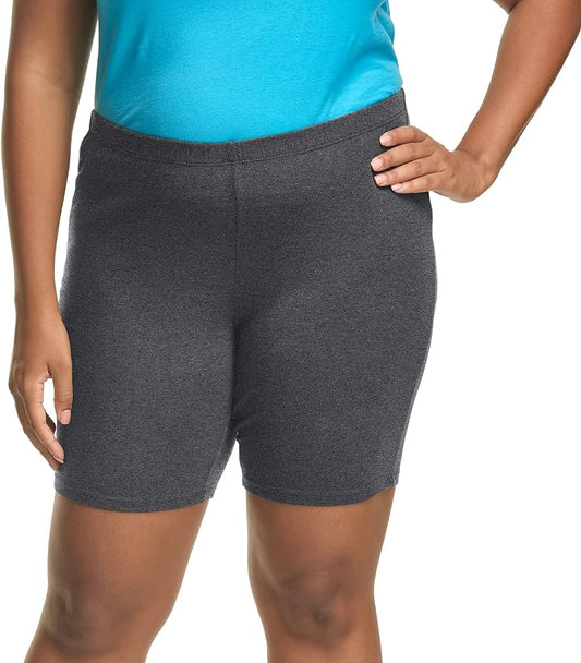 Just My Size Plus Size Women's Stretch Jersey Bike Shorts, Pull-On Bike Shorts, 9"