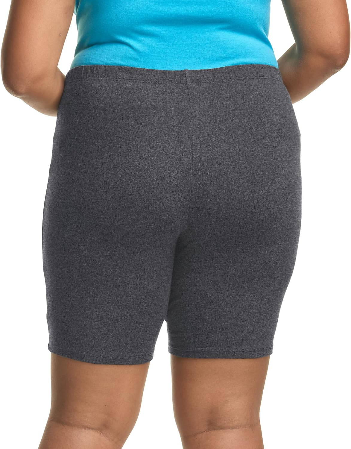Just My Size Plus Size Women's Stretch Jersey Bike Shorts, Pull-On Bike Shorts, 9"