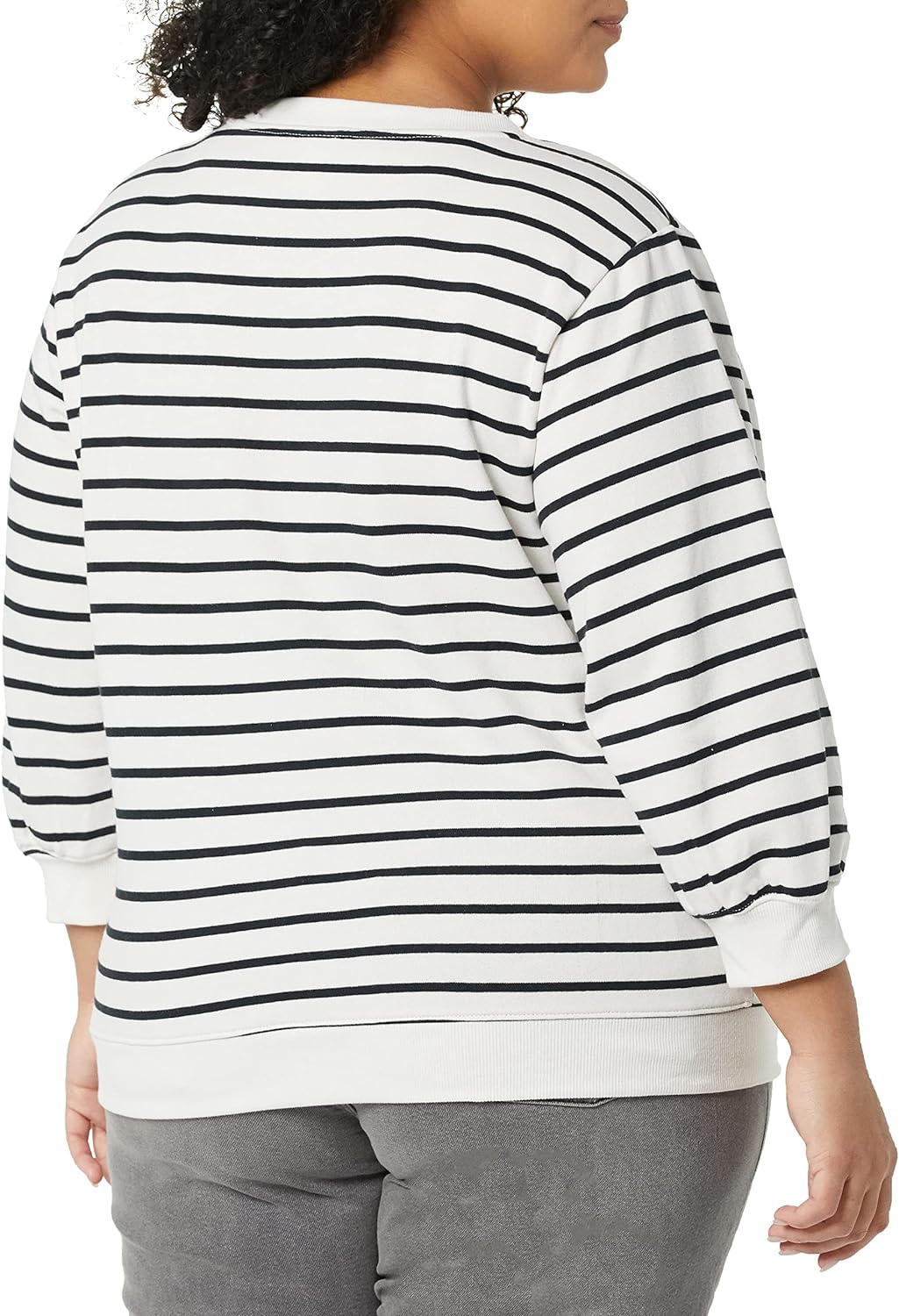 Essentials Women's French Terry Fleece Sleeve Detail Crewneck Sweatshirt