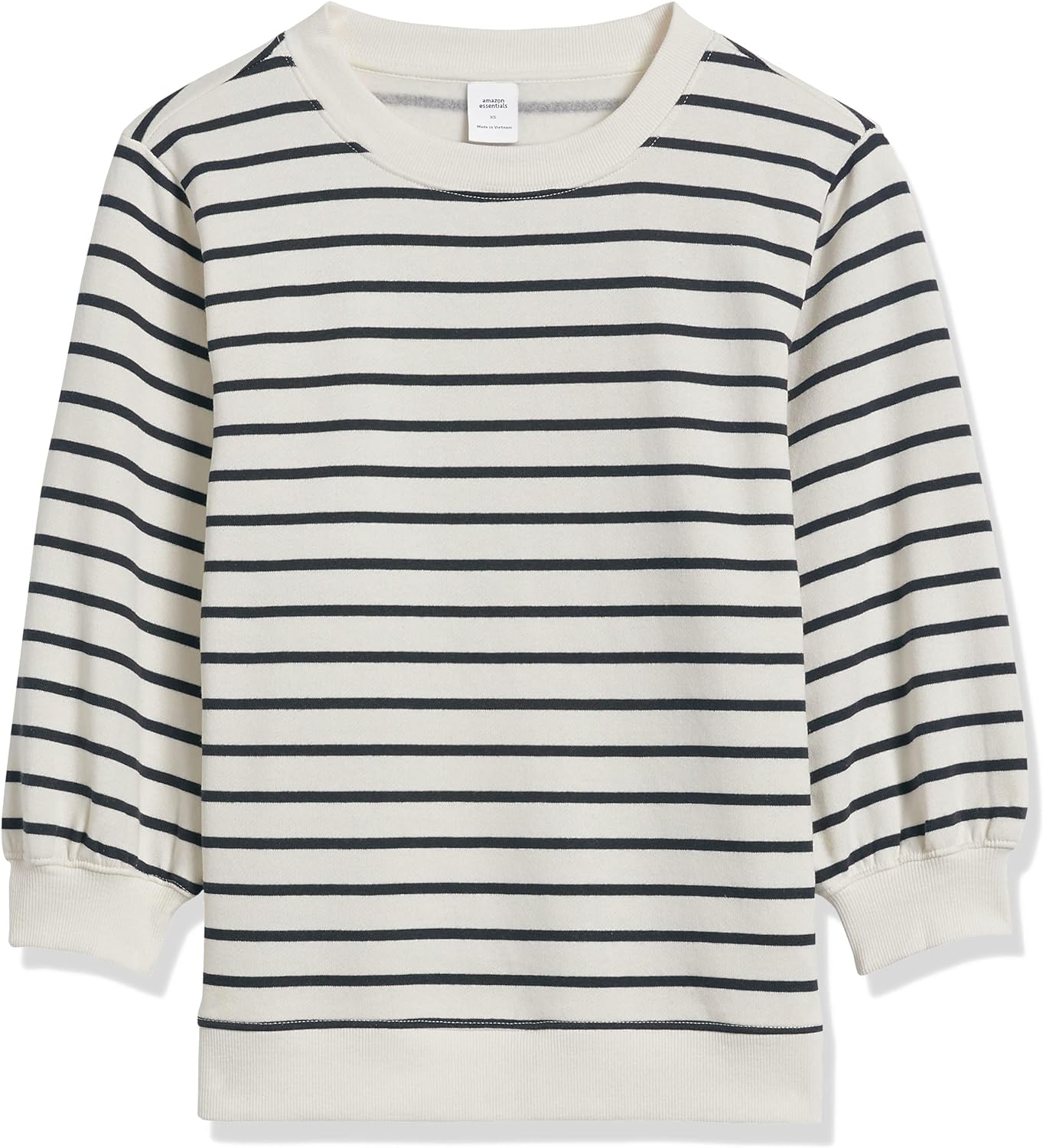Essentials Women's French Terry Fleece Sleeve Detail Crewneck Sweatshirt