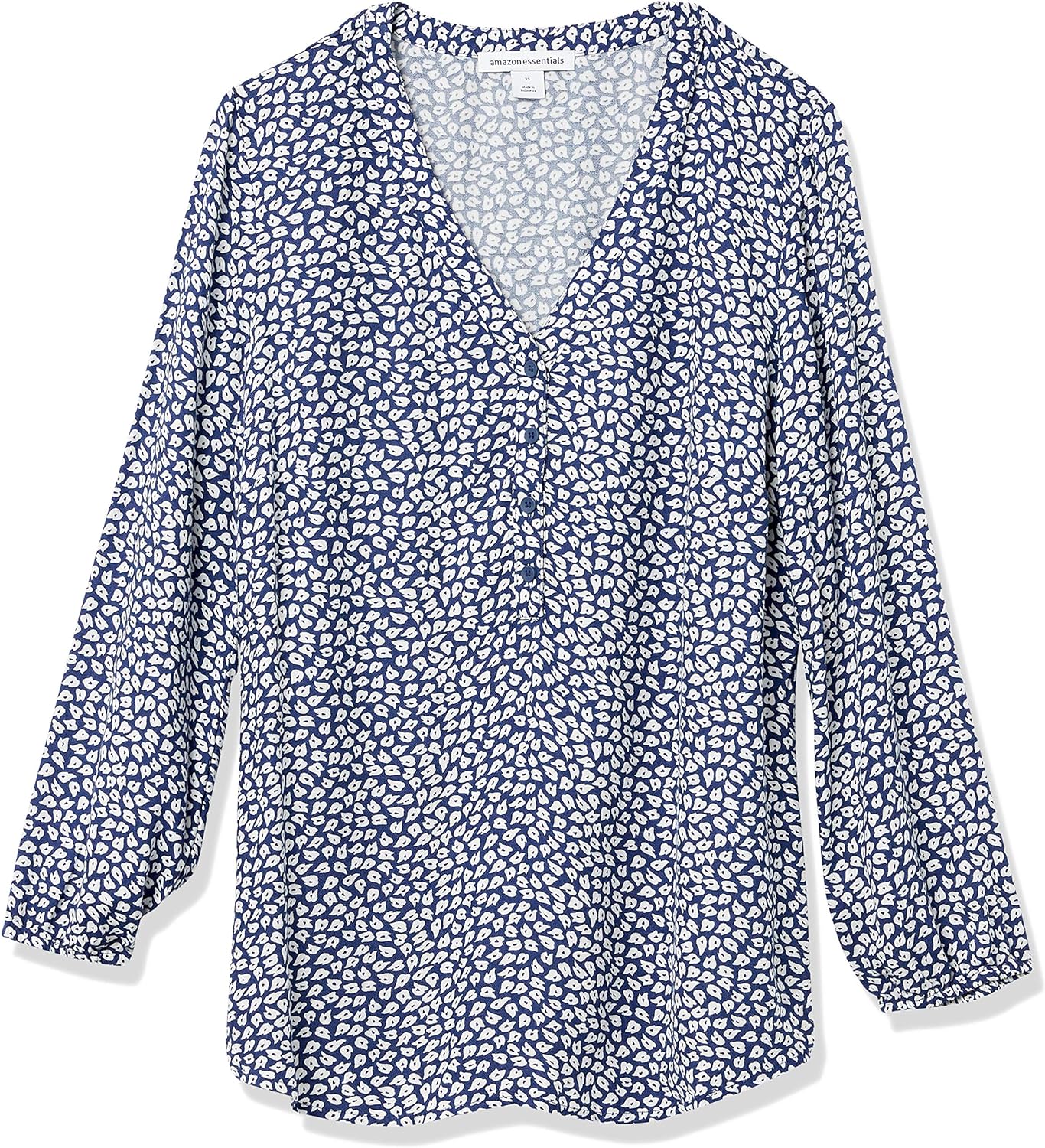 Essentials Women's 3/4 Sleeve Button Popover Shirt